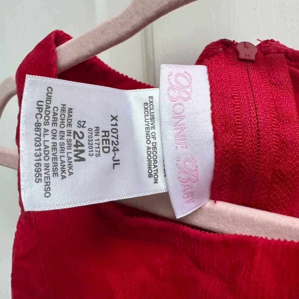 Bonnie Baby 24M Red & Green Christmas Holiday Girls Corduroy Tree Tank Top Dress